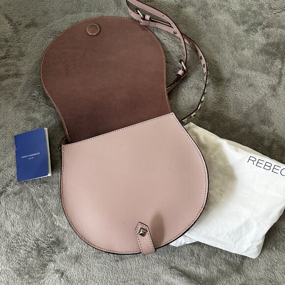 Rebecca Minkoff Blush Pink Skylar Studded Flap Crossbody Purse Handbag Leather - Picture 3 of 7